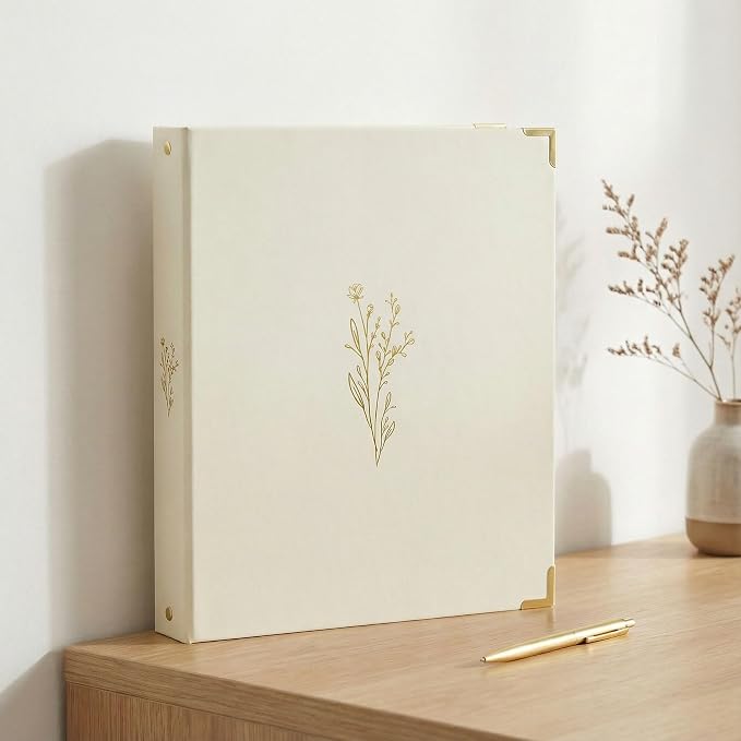 Aesthetic 3 Ring Binder Set of 2 - Sturdy 1 Inch Binder Fits Letter Sized Paper - A Cute Three Ring Holder for Women or Men with Pocket Easily Organizes Your Paperwork for School, Office or Work