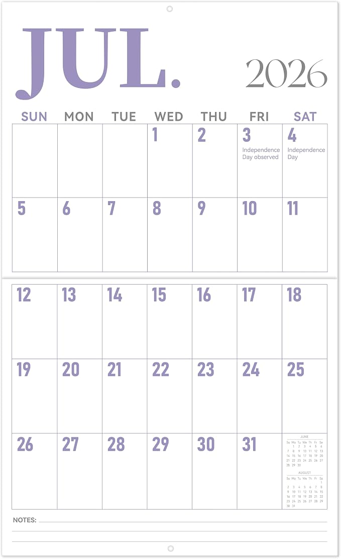 GuassLee Wall Calendar 2026-2027 Large, 23"x14" Vertical Wall Calendar 2026, 13-Month from 2026 Jun to 2027 Jun, Monthly Planner Hanging Calendar with Big Grid Big Numbers for Home Office Organizing