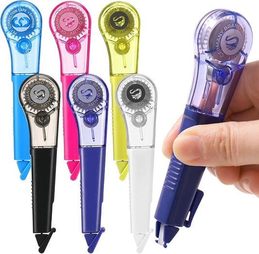 auroray 6 Pack Pen-Style Correction Tape Pens, 19.69ft Each Comfortable Correction Tape Smooth Instant Dry Application for Students School Office Supplies
