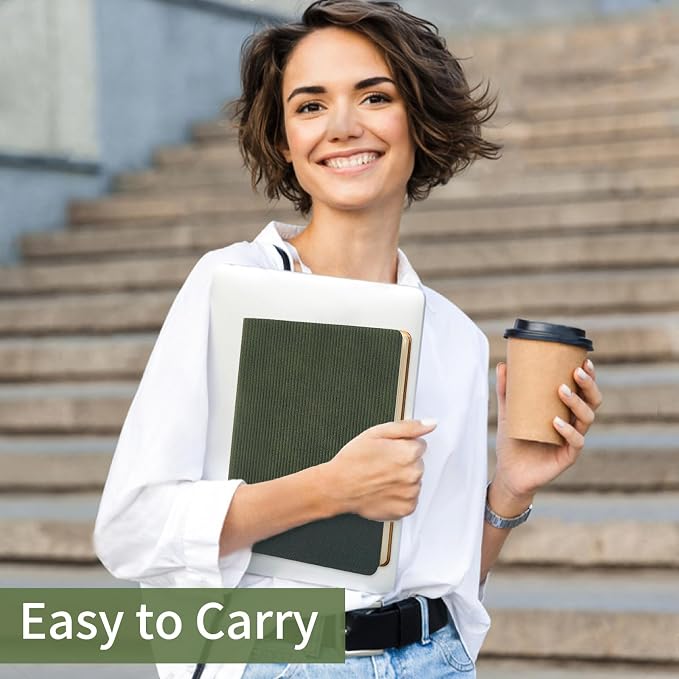 Lined Journal Notebook for Work College Ruled Notebook 5.79" x 8.27" A5 PU Leather Daily Journaling Notebook 216 Pages for Women Men Daily Writing Business School Travel Gift (Dark Green)