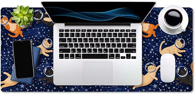 SSOIU Cute Cats & Constellations Desk Mat - Extra Large, XXL Gaming Mouse Pad, 35.5" x 15.7"