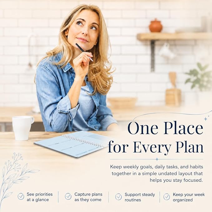 TREES Undated Weekly Planner, Weekly To-Do List, Goal and Habit Tracker | 5.8" x 8" Spiral-Bound Organizer for Weekly Goals, Tasks and Habits, Designed for Work, School and Everyday Planning