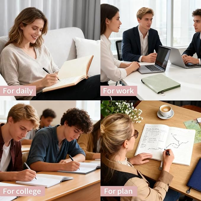 Wisefine Lined Journal Notebook for Women A5 Softcover PU Leather Journals for Writing 160 Pages Daily Journaling Ruled Notebooks for Work Note Taking 6.38'' X 8.28'' (3pack-Pink/Navy Blue/Black)