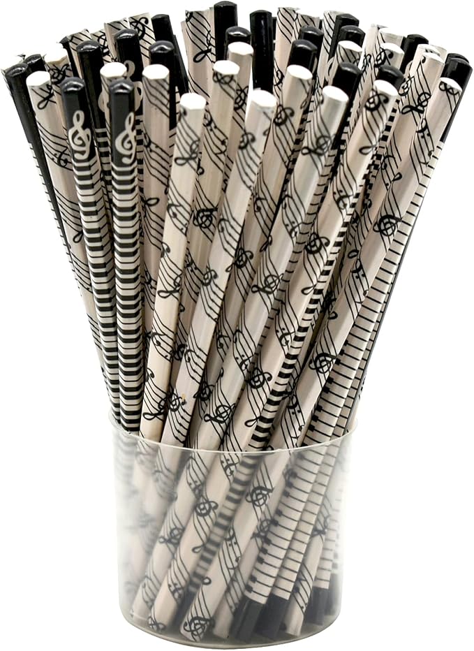 68 PCS Music Pencils with Musical Instruments Patterns - HB Wooden Pencils for School Teachers and Artists
