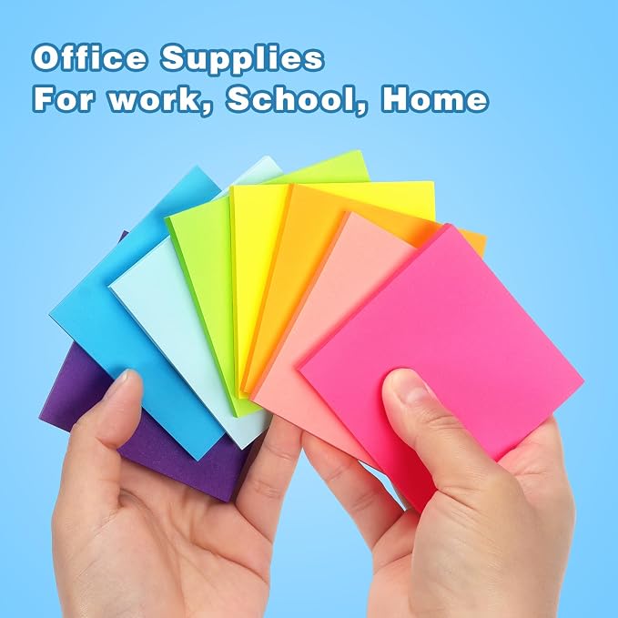 Early Buy Sticky Notes 3 in x 3 in, 8 Bright Color 8 Pads, 60 Sheets/Pad