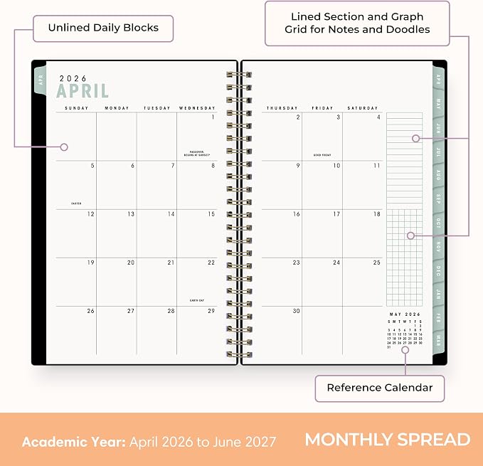 Blue Sky 2026-2027 Weekly & Monthly Academic Planner, 5"x8", Rainbow City | 15-Month, April 2026 - June 2027, Flexible Cover With Zip Pouch, Wirebound, Tabs, Storage Pocket, Academic Year, Brook Gossen