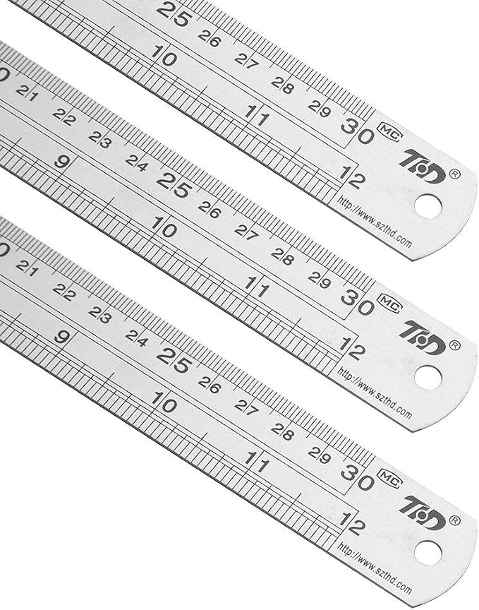 ZZTX Metal Ruler 12 Inches Stainless Steel 1 Pack | Rust-proof, Straight edge, Precise markings, Clear read