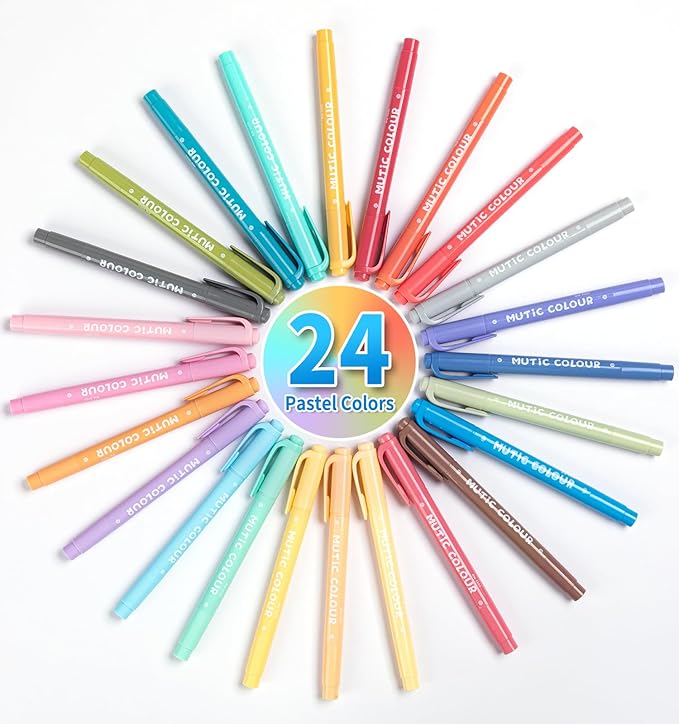 24 Pcs Highlighters Assorted Colors, Pastel Dual Tip Highlighters | Aesthetic Highlighter, Quick-Drying Ink, Chisel & Fine Tips for Journaling, Note Taking, School and Office Supplies