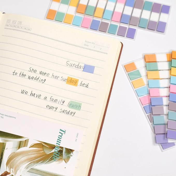 Sticky Tabs Notes Page Marker - 1000Pcs 1.77-Inch Repositionable Sticky Index Tabs Colorful Page Tab for Annotating Books, Files and Notebook Dividers, Teacher School Office Supplies,Study Aids
