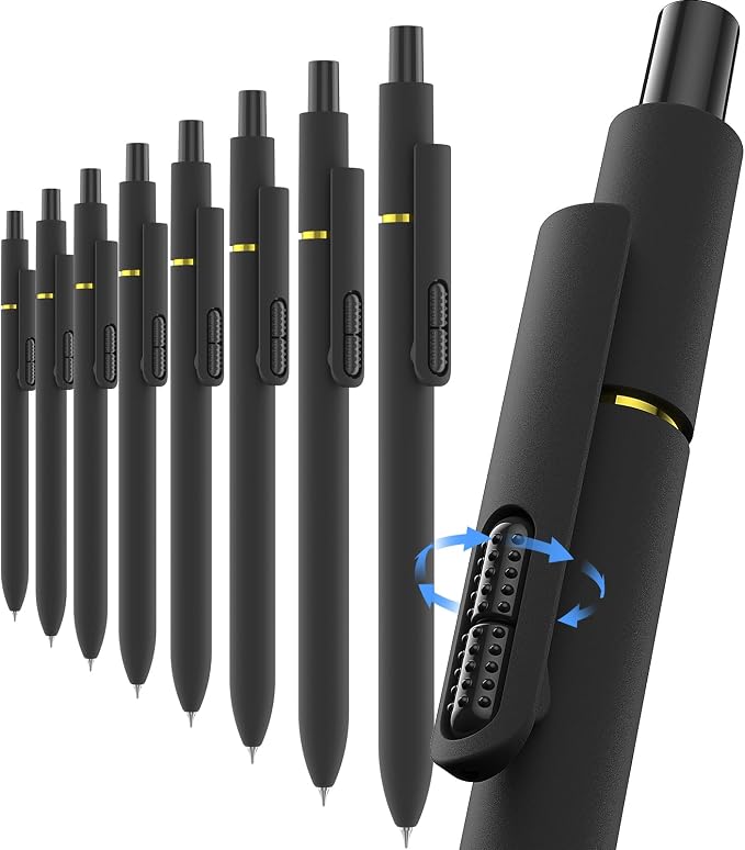 inkipen 8Pcs Gel Pens - 0.5mm Black Ink Pens Fine Point Smooth Writing, Quick Drying Retractable Pen for Journaling, Cute School & Office Supplies (Basic)