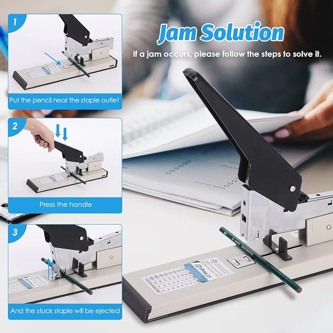 Heavy Duty Stapler - Effortless 240-Sheet Office Stapler with Adjustable Paper Guide, Super Capacity with 4000 Staples