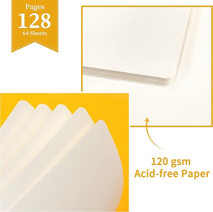 Blank Journal/Notebook - Classic Notebook/Journal with Ribbon Divider, Hardcover with Thick Paper, 5.3'' x 8.26'', Banded + Pen Holder +Inner Pocket - Yellow