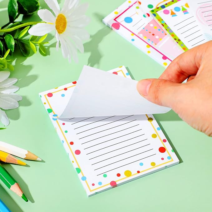 12 Pcs Confetti Small Note Pads Cute Lined Stick Pad 3 x 4 Inch Decorative Memo Colorful Teacher Notepad Shopping List Appreciation Gift for Office Student, Each with 30 Sheet