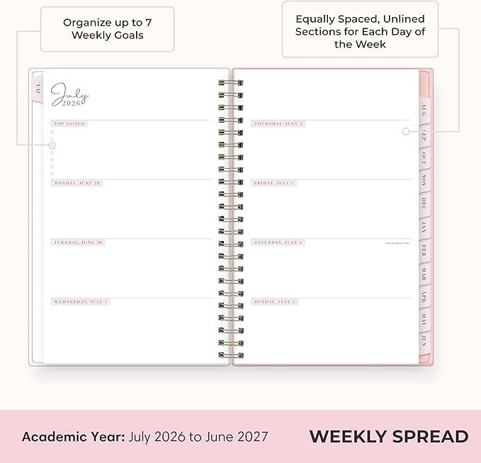 Blue Sky 2026-2027 Weekly & Monthly Academic Planner, 5"x8", Cherie | July 2026 - June 2027, Flexible Cover, Wirebound, Laminated Tabs, Storage Pocket, Stickers, Academic Year, Rachel Parcell