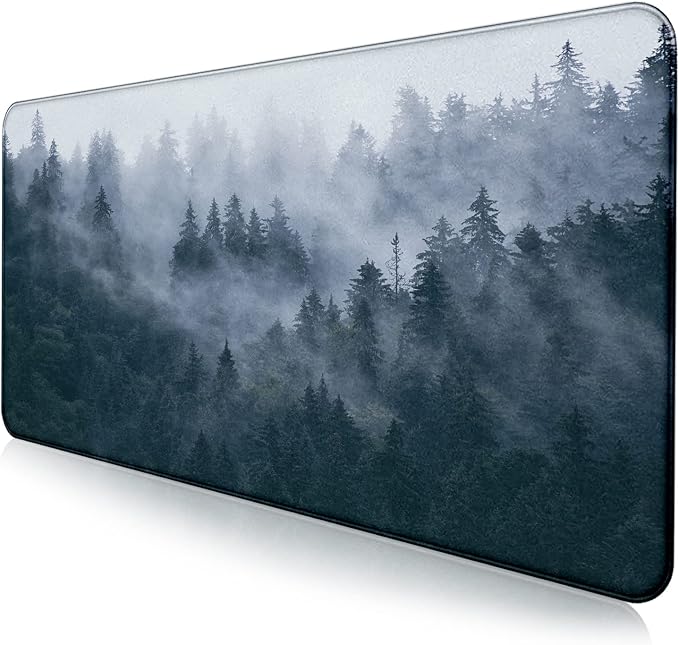 Gray Forest Mouse Pad with Seam Edge Design, Non Slip Rubber Keyboard Pad | Large Extended Mouse Pad; Full Desk Coverage; Waterproof Coating; Stable Anti-Slide Base For Gaming, Office, Study Daily Use