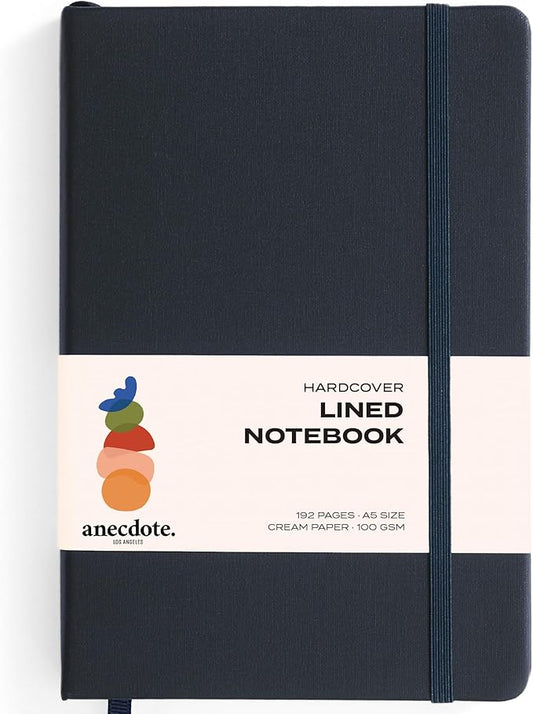 ANECDOTE. Lined Journal Notebook, 192 Pages, A5 size: 8.3" x 5.4", Thick 100 GSM Paper, Ruled, Hardcover. Journal for Women and Men, Perfect Notebook for School, Work and Travel (Ink Blue)