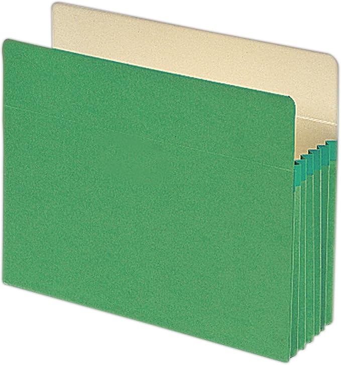 Smead File Pocket, Straight-Cut Tab, 5-1/4" Expansion, Letter Size, Green, 10 per Box (73236)