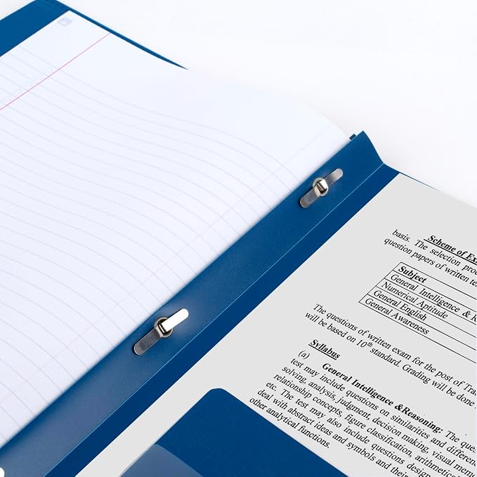 Five Star 2-Pocket Folder, Plastic Folder with Stay-Put Tabs and Prong Fasteners, Holds 8-1/2" x 11" Paper, Pacific Blue (72115) (Pack of 5)