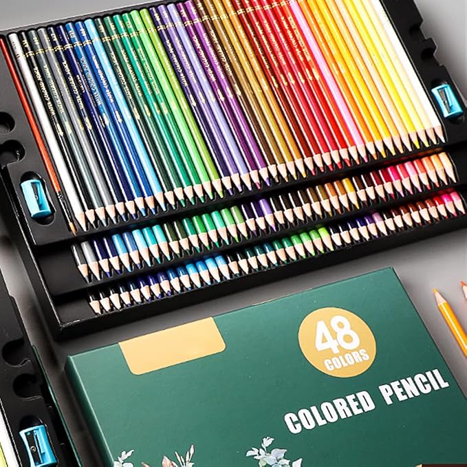 48 Colors Artist Colored Pencils Set for Adult Coloring Books, Soft Core, Professional Numbered Art Drawing Pencils for Sketching Shading Blending Crafting