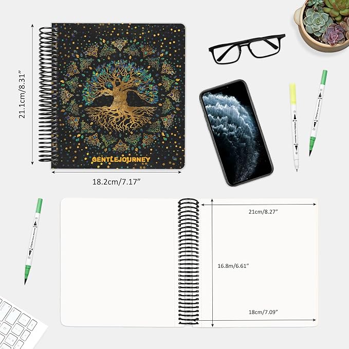 Hardcover Sketchbook,7.2" x 8.3" Spiral Bound Drawing Pad,World Tree | 150gsm(92lb)Acid-Free Thick Paper,Blank Art Journal for Adults,Artists&Beginners,Ideal for Sketching,Doodling and Mixed Media