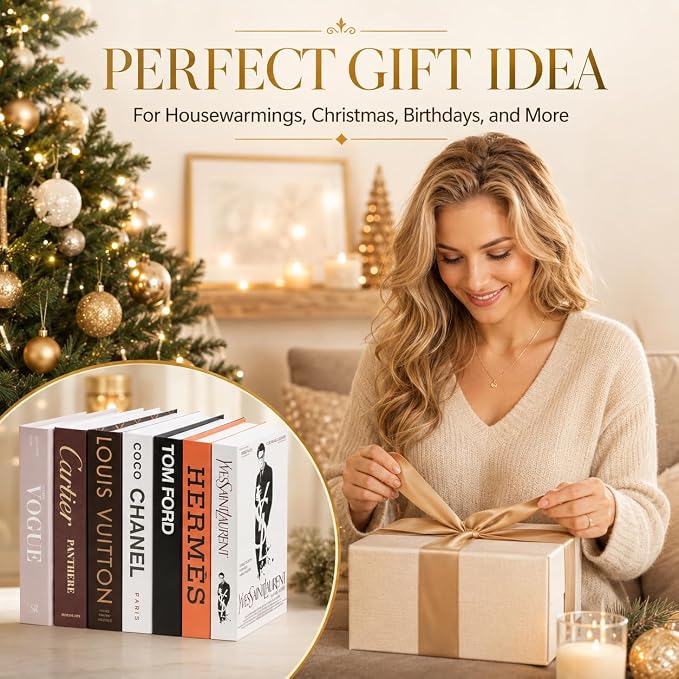PROBENEX 4 Pcs Decorative Books | Faux Glam Coffee Table & Shelf Decor | Glamorous Designer Look for Living Room, Office and Entryway - Not Real, Tool-Free 2-Min Setup