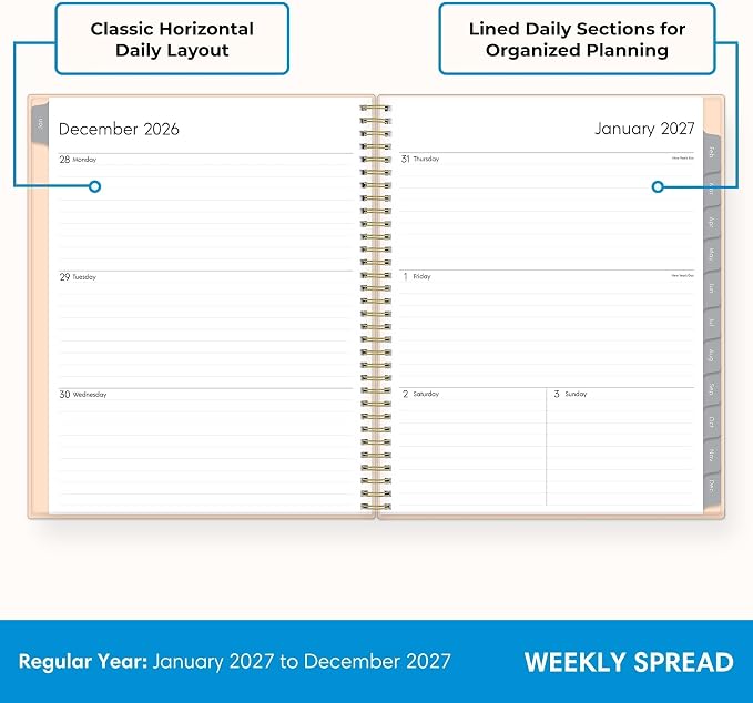 Blue Sky 2027 Weekly & Monthly Planner, 8.5"x11", Enterprise Blush Pink | January 2027 - December 2027, Flexible Cover, Durable Twin Wire Binding, Laminated Tabs, Storage Pocket