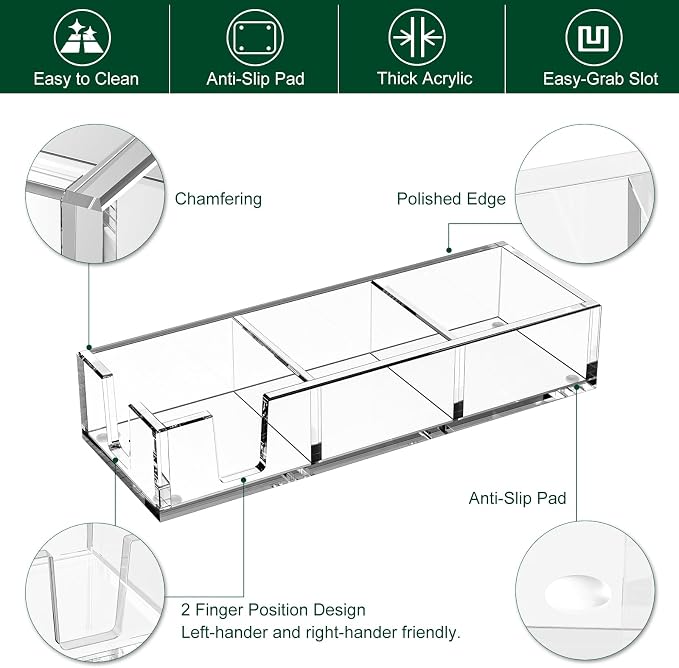 Acrylic Sticky Note Holder, Self-Stick Note Pad Holder W/O Pads - Note Dispenser Memo Pad Holder Desk Organizer for School Office Home (3''x3'' 3IN1 Clear)