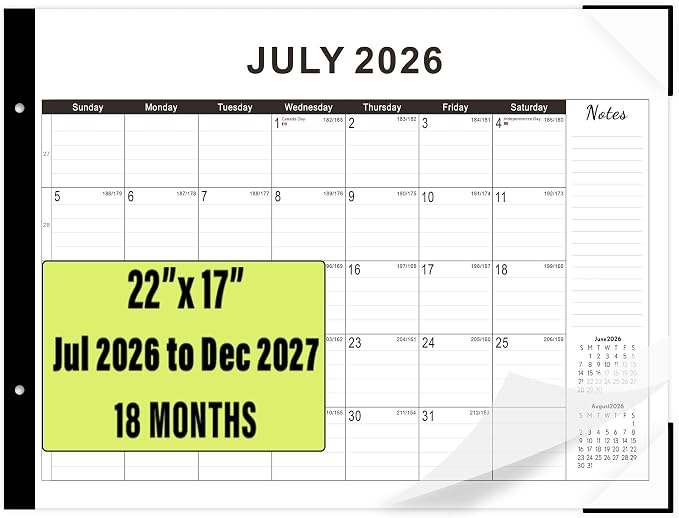 Desk calendar 2026-2027 22"x17" Desk Top Calendar with plastic cover