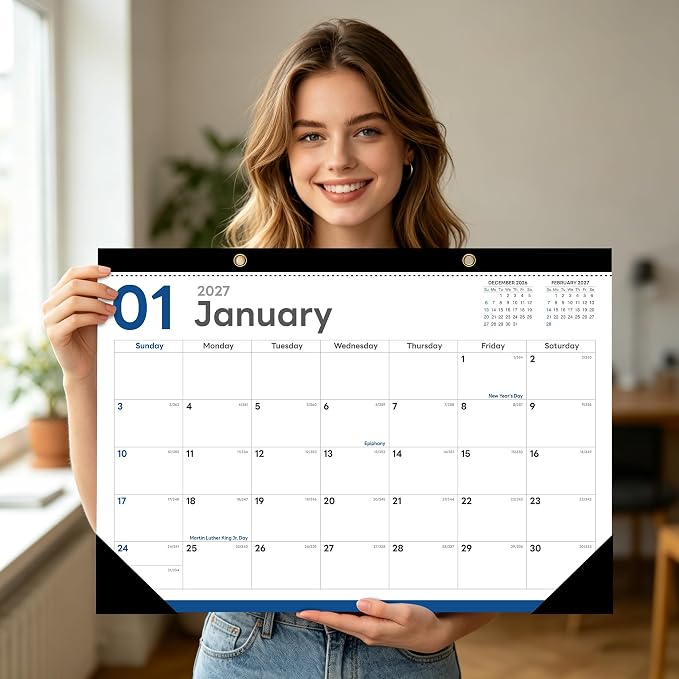 MZD8391 Desk Calendar 2026-2027, Jul 2026-Dec 2027, 17" x 12", 18 Months | Large Desktop Calendar, Big Academic Calendar, Julian Date, Monthly Planner/Wall Calendar, Home School Office Organizing Gift