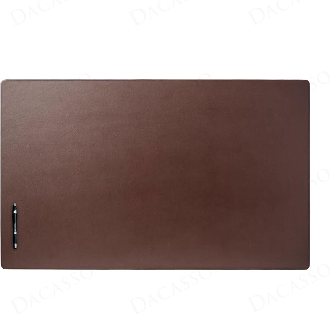 Dacasso 38 x 24 Chocolate Brown Leather Desk Mat w/Out Side Rails - Executive Desk Surface Protector - Luxury Leather Desk Blotter for Writing