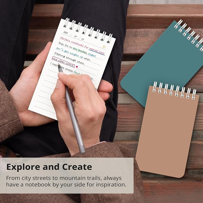 Taja Set of 8 Mini Pocket Notebook Top Spiral Nursing Notepads | Neutral 3" x 5", Mini Little Spiral Notebook, Nursing Notepad, Perfect for Work, School, Office, Nurse, Travel
