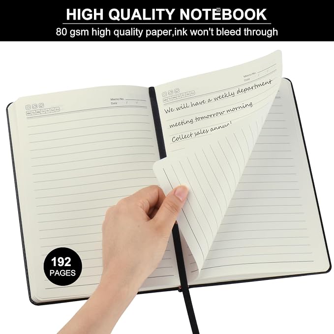 ZCZN Lined Journal Notebooks for Work, 5.5x8.3 in, 192 Pages, Hardcover Leather A5 Journals for Writing, Diary & Travel, College Ruled Journaling Notebooks for School, Office, Home (Black*6)