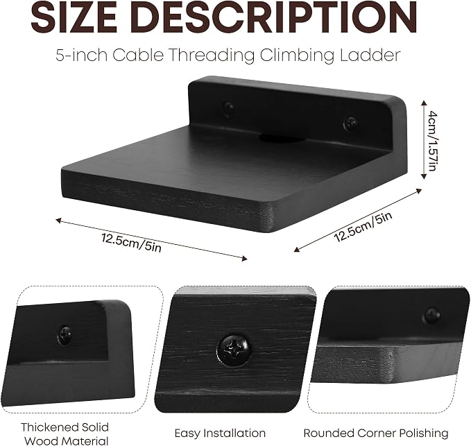 Small Floating Shelf for Wall,5 Inch Wooden Wall Shelf Set of 2,Mini Speaker, Baby Monitor,Cameras，Figurines Display Stand, for Bedroom, Gaming Room, Living Room, Bathroom, Office(Black)