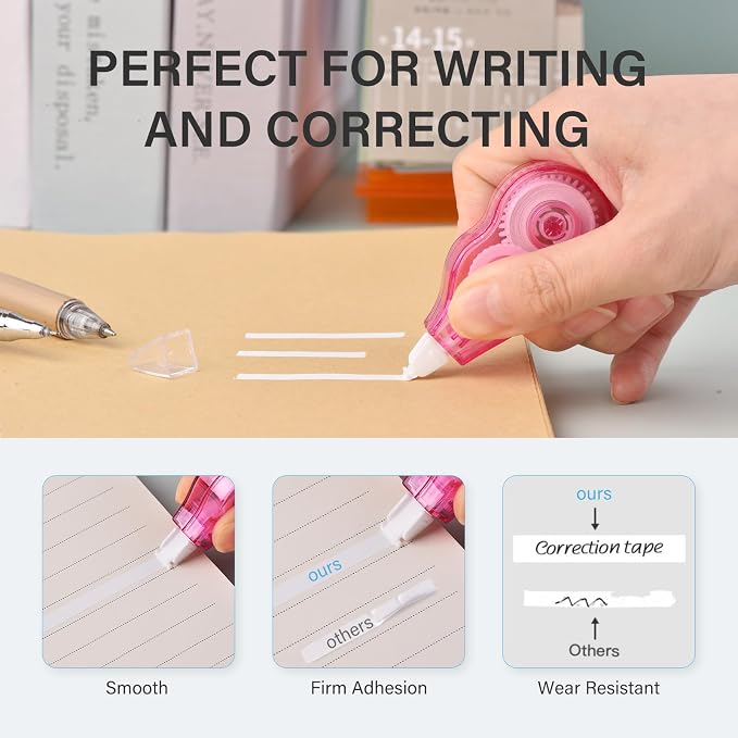 120-Pack Correction Tape, 13.12ft, Easy to Use Mini Correction Tape, Dry Instant Tear-Resistant and Silent, School Office Supplies, Multicolor