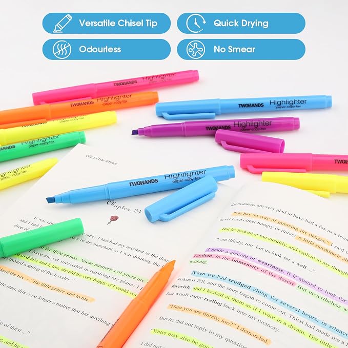 TWOHANDS Highlighters Assorted Colors 30 pack Highlighters bulk,Chisel Tip Marker Pens,Quick-drying,21328