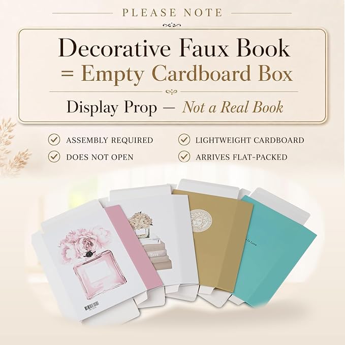 4 Pcs Decorative Books | Faux Blush Coffee Table & Shelf Decor | Soft Romantic Look for Living Room, Office and Entryway - Not Real, Tool-Free 2-Min Setup
