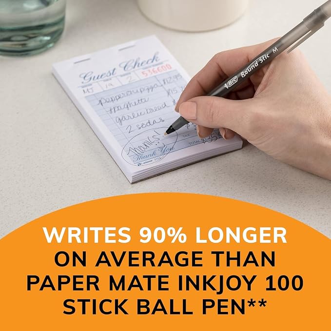 BIC Round Stic Xtra Life Ballpoint Pens, 1mm, Black Ink Pens, 300 Pack | Bulk Pack of 300 Black Pens, Flexible Round Barrel for Writing Comfort, No. 1 Selling Ballpoint Pens