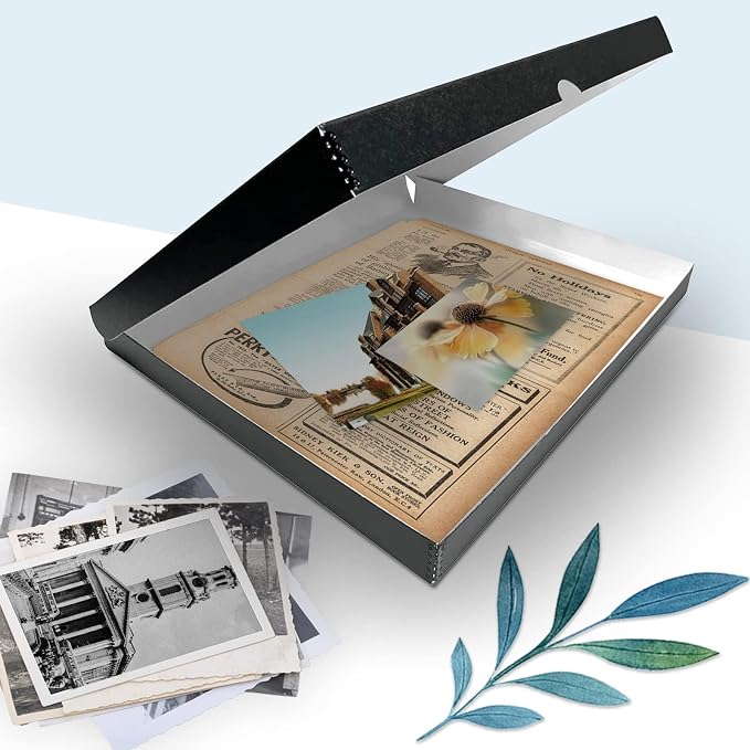Golden State Art, Clamshell Archival Storage Box 16x20, Black, Pack of 2 | Acid-Free Photo Box with Metal Edge Corner, Preserve And Store Paper Documents Cards Prints Arts and Crafts DIY Projects
