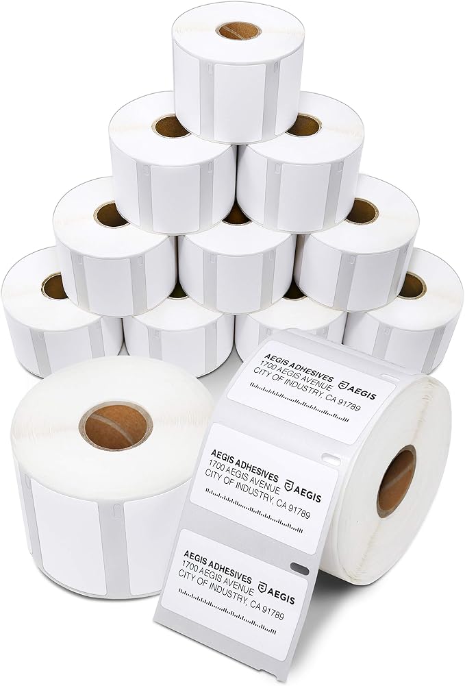 Compatible Direct Thermal Labels Replacement for DYMO 30334 | (2-1/4" X 1-1/4") Barcode - Use with Labelwriter 450, 450 Turbo, 4XL Printers (12 Rolls) - Aegis Adhesives