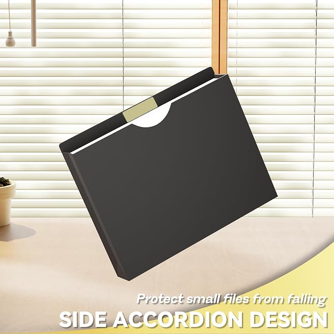 2 Inch Expandable File Jackets Letter Size,Plastic Manilla Folders | Poly Job Folders File Jacket,Heavy Duty Expansion Pocket Files with Straight Cut Tabs,12 Pack Reinforced work folders,Black