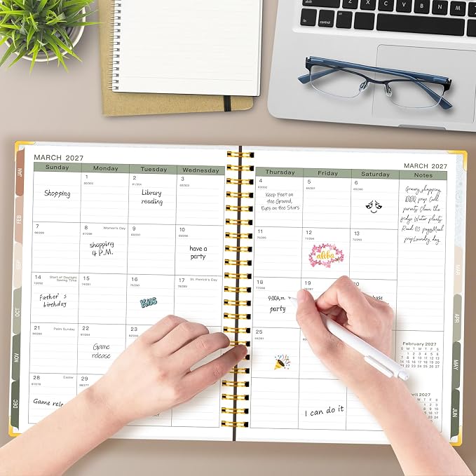 Large 2026-2027 Academic Planner – Weekly & Monthly Planner Organizer from July 2026 - June 2027, 8.5"x11" Aesthetic Daily Agenda Planning Book with Pocket Stickers for Women Students Office, A4 Size
