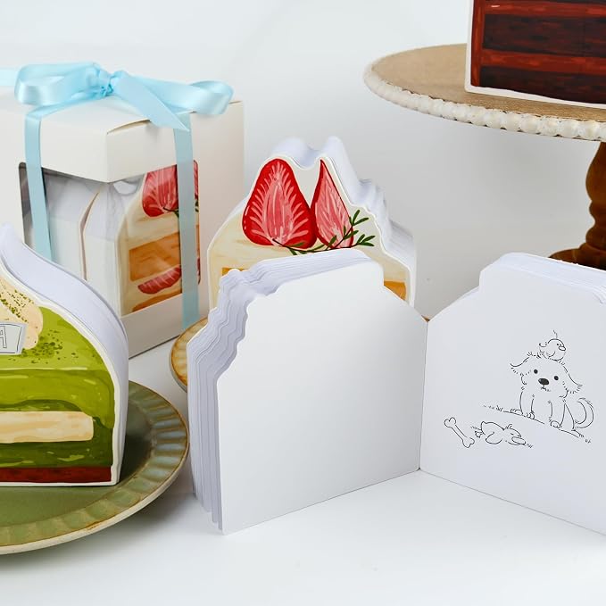 Cake Notepad Set 4 Pack of Dessert Themed Memo Pads Cute Mini Notebook for Baking Lovers Sweet Gift Idea Pocket-Size Memo Pads 110 Sheets/Pack (Cake)