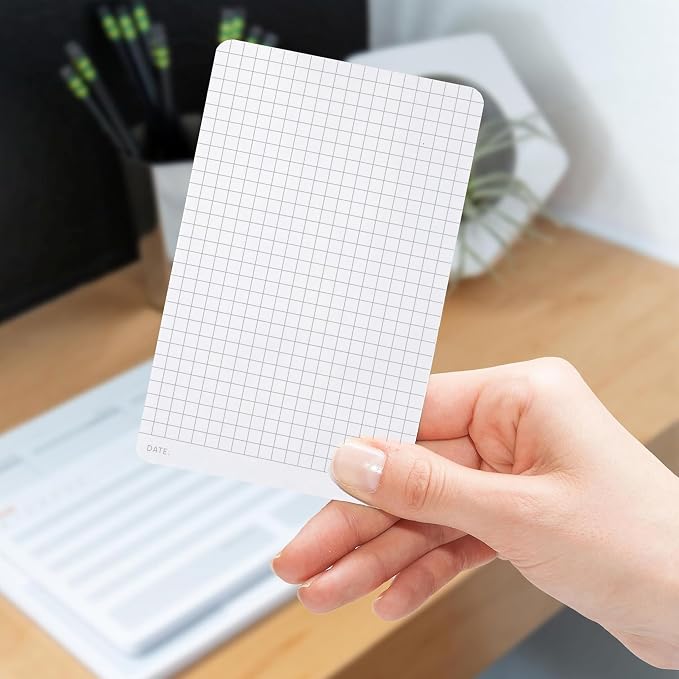 Notsu Graph Grid Small Desk Notepad 2 Pack | Minimalist Graphing Memo Note Pads | Premium Thick 120gsm Paper, 50 Double Sided Pad Sheets, 3.9" x 6.3"
