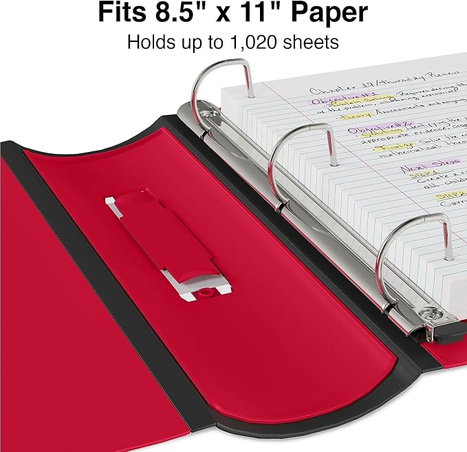 Staples Better Binder, 4" Heavy‑Duty D‑Ring 3‑Ring Binder, Red, Reinforced Spine, 800‑Sheet Capacity, Durable Filing & Organization Binder for School & Office, 2‑Pack