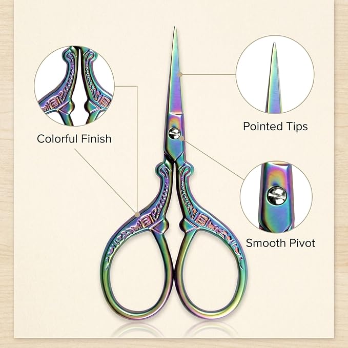 BIHRTC 3.6 Inch Mini Embroidery Scissors Sewing Crafting Stainless Steel Sharp Tip Scissors Shears for Needlework Threading Craft Art Work DIY Tools Cross Sticth