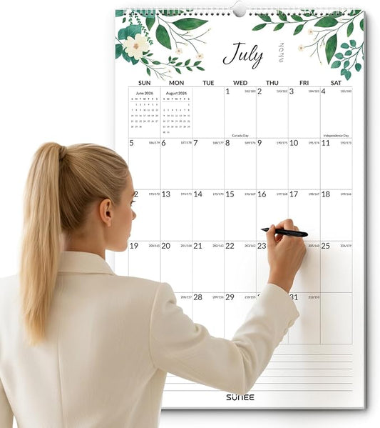 SUNEE 2026-2027 Wall Calendar Extra Large 17"x27", 21 Month July Calendar (Ends March 2028),Vertical Monthly for Wall, Greenery
