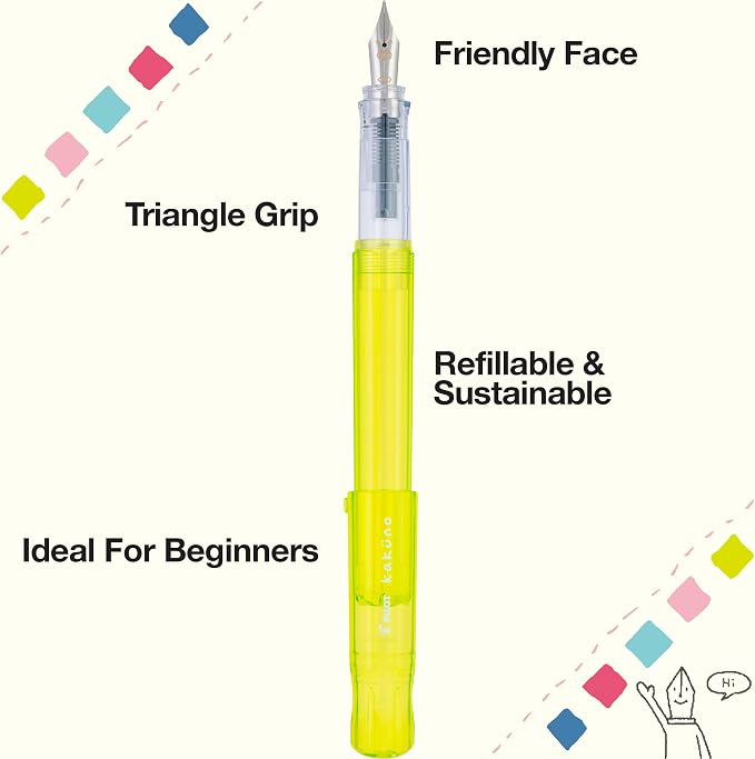 PILOT Kakuno Fountain Pen, Translucent Green Barrel, Fine Nib