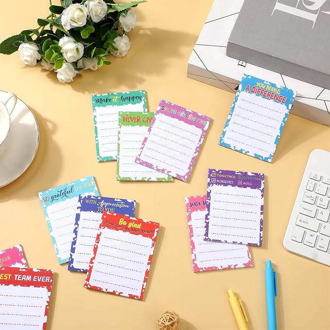 Yinder 24 Pcs Inspirational Sticky Notes, Back to School Supplies, Cute Motivational Sticky Notes Pad Employee Appreciation Gifts Bulk for Teacher Coworker Office 3 x 3'' (Appreciation,Vivid)
