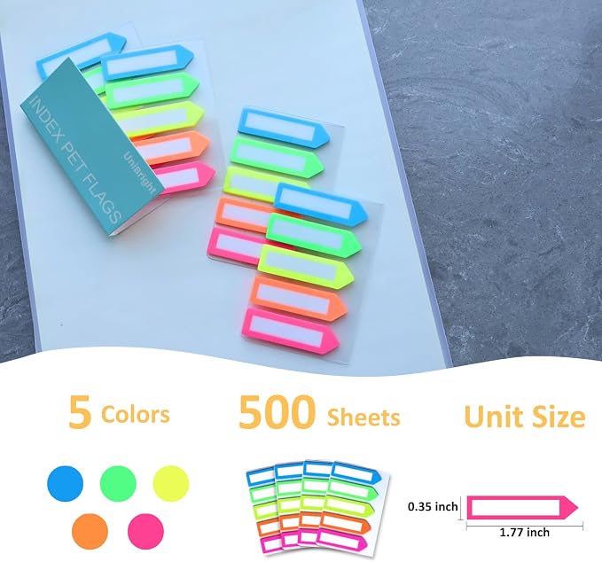 500 pcs Sticky Tabs for Books & Notebooks, Transparent Writable Page Markers, with Carry-On Dispenser, Repositionable Strong Adhesive Page Tabs for Bible and Office School Home Use