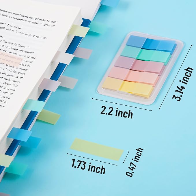 Golcellia Sticky Tabs, Soft Pastel Book Tabs for Notebooks, 300 Pcs | Writable soft pastel paper tabs for books, notes, journals and files, repositionable markers for study, office and home